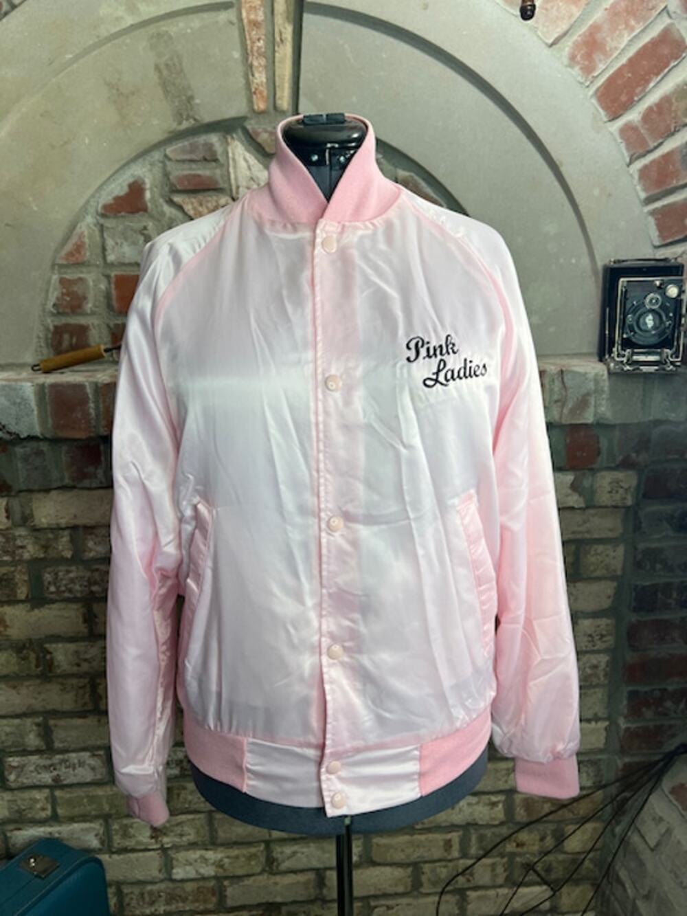 bomber jacket Pink ladies satin embroidered grease